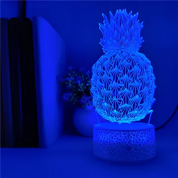 3D Piña Luz de Noche LED de colores Ilusión de Mesa Lámpara de Escritorio de Sueño del Bebé Lámpara de Decoración Infantil de Cumpleaños de la Lámpara de Control de la Aplicación