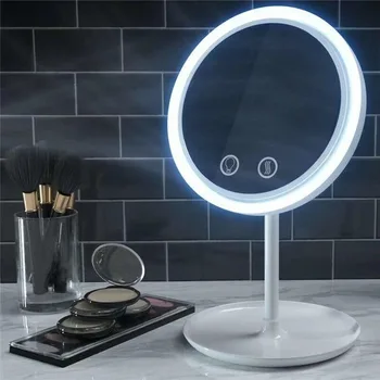 3 En 1 5X Espejo de aumento Mesa de Escritorio LED Espejo de Maquillaje con Luz de la Lámpara y el Ventilador de la Brisa Espejo de Belleza Dama de la Belleza de la Mujer de Herramientas