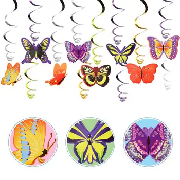 60pcs Mariposas Diseño en Espiral Colgante de Cumpleaños Colgante Rotacional de Techo Colgante de la Fiesta de Cumpleaños Decoración de Diseño de Props