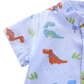 2pcs de Verano de Niños del Bebé de la ropa Casual de Manga Corta de dibujos animados de Dinosaurios Árbol de Impresión T-shirt Tops+Cortos juego de Traje