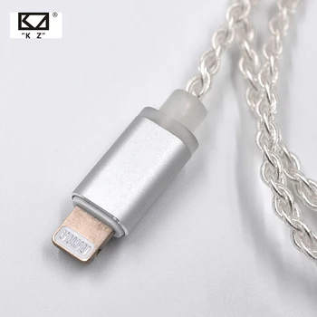 KZ Auriculares Rayo Plateado Cable de Actualización Para el Iphone Para Zst Zs10 Es3 Es4 As10 Ba10 Zs6 Zs5 Zs4 Ed16 Mmcx Pin