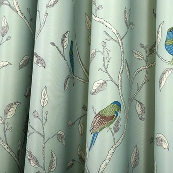 Las Hojas verdes de las Aves Patrones de Cortinas para la Sala de estar Moderna Cortina de Tela para el Dormitorio WP128#30