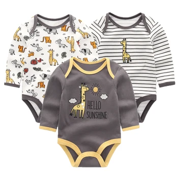 3pcs/lot de Verano Bebé Monos pequeños algodones 2020 ropa de Bebé niño roupas de Manga Larga de Bebé Monos Cuerpos trajes recién nacido