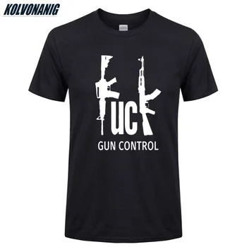 El CONTROL de ARMAS AK-47 de Impresión de la Camiseta de Ropa de los Hombres de la Marca de Ropa Hipster de Algodón de Alta Calidad de los Hombres de Hip Hop Camisetas de color Negro Más Tamaño