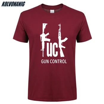 El CONTROL de ARMAS AK-47 de Impresión de la Camiseta de Ropa de los Hombres de la Marca de Ropa Hipster de Algodón de Alta Calidad de los Hombres de Hip Hop Camisetas de color Negro Más Tamaño