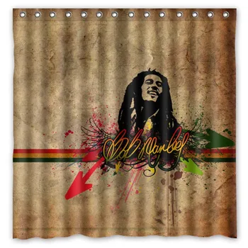 Vixm Casa Personalizada Bob Marley Cortinas de Baño Impermeable de la Tela de las Cortinas de Ducha Para las Decoraciones caseras Con C Ganchos 66x72 pulgadas