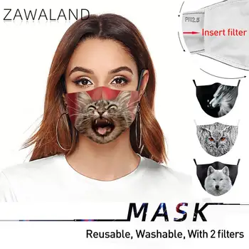 Zawaland Impresión de Gato Máscara de Tela Reutilizable de la Máscara de Cara Lavable Parte de la Boca de la Máscara de Mujeres Hombres Máscaras de Disfraces con 2 Filtros de Adultos