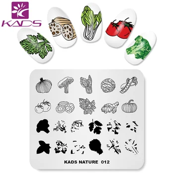 KADS Naturaleza 012 Tomate Brócoli Cebolla diseño de Capas de las uñas sello de Acero Inoxidable de la Estampación de Imágenes Arte del Clavo de la Manicura de la Plantilla de Sello