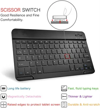 Estuche con teclado para Samsung Galaxy Tab A7 10.4 2020 SM-T500 T505 T507 Ultra Fino Desmontable Teclado Bluetooth Inalámbrico caso de la Cubierta