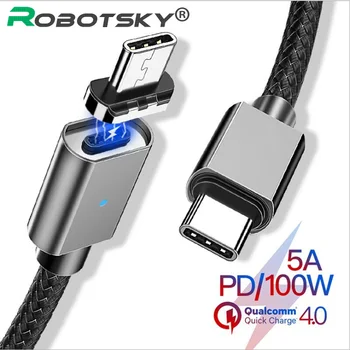 100W Magnético USB Tipo C Cable de Datos 5A Carga Rápida USB Data Sync Cable Para MacBook Pro para Samsung Nota 10 Huawei Mate 30