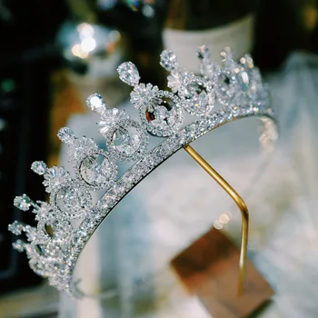 DHL Lujo Piedras de Circón Plata, de Oro, Corona de la Tiara de la Corona más Grande de Pedrería de Royal Queen Princesa Espectáculo por Parte de la Corona de Damas de honor