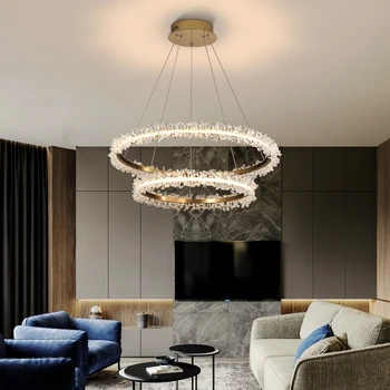 De Oro moderna lámpara de Araña de la sala de estar de la Cocina LED Lámparas de araña Loft Iluminación Interior del Anillo de Cristal de la Lámpara de las Luces de la Decoración del Hogar светиль