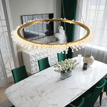 De Oro moderna lámpara de Araña de la sala de estar de la Cocina LED Lámparas de araña Loft Iluminación Interior del Anillo de Cristal de la Lámpara de las Luces de la Decoración del Hogar светиль