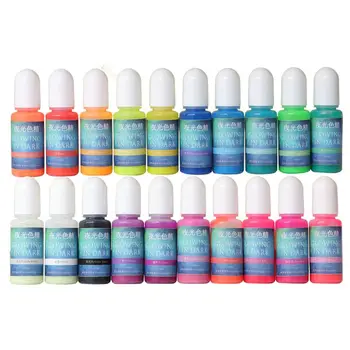 20 Colores Brillantes en la Oscuridad de la Resina de Epoxy de Pigmentos Luminosos de los Colorantes para la Fabricación de Joyas P0RF