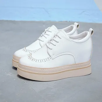 2020 primavera otoño de la moda de color sólido de la plataforma Med (3 cm a 5 cm) casual con cordones de zapatos de mujer negro blanco aseguramiento de la calidad W34-76