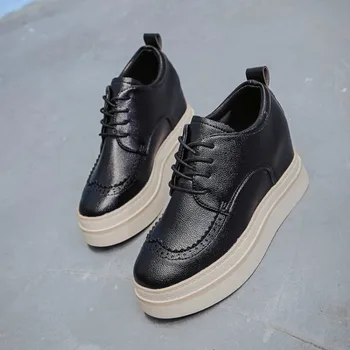 2020 primavera otoño de la moda de color sólido de la plataforma Med (3 cm a 5 cm) casual con cordones de zapatos de mujer negro blanco aseguramiento de la calidad W34-76