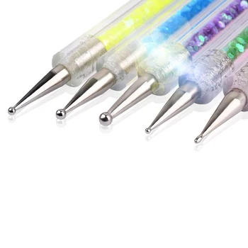 5pcs / set de manicura conjuntos de pinceles de pintura punto de diamante de imitación de cepillo de uñas de lentejuelas cepillos para uñas set de uñas acrílicas kit de herramientas de manicura