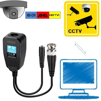 HD-CVI/TVI/Pasiva Video Balun con Conector de Alimentación y RJ45 CAT5 Transmisor de Datos de 1 Par