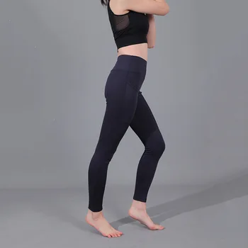 Las Mujeres Sólidos De Alta Cintura De Longitud Completa De Yoga Pantalones Con Bolsillo Comprimido Sudor-Absorbente Ultra-Suave De La Ejecución De Los Pantalones De Yoga Ropa