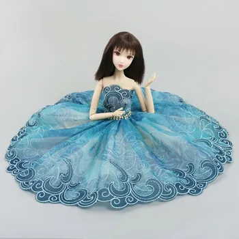 Azul de la Onda de la Moda de Ballet Vestido Para Muñeca Barbie Trajes 1/6 Muñecas Accesorios de diamantes de imitación de la Ropa 3-capa de la Falda Vestido de Fiesta de Niño de Juguete