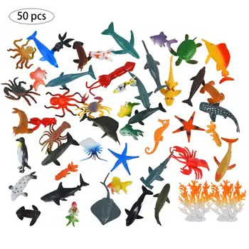 50pcs de Simulación de Animales Marinos Modelo de Juguete de Simulación de Animales Marinos Mar Océano, Animales, Figuras de Juguetes Para Niños Bebé Niños