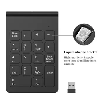 [AVATTO] de Pequeño tamaño Inalámbrica de 2.4 GHz Teclado Numérico teclado Numérico 18 Teclas del Teclado Digital para la Contabilidad Cajero Portátil Tabletas