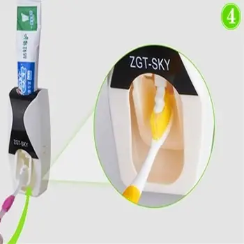 Automático Dispensador de Pasta de dientes 5pcs Titular de Cepillo de dientes Exprimidor de Estantes cuarto de Baño Accesorios de Baño Cepillo de Dientes Titular de Montaje en Pared