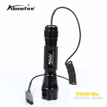 Alonefire LED Táctica del Arma de la Linterna 501B XML-T6 de la Antorcha de la linterna del Rail de 20mm de Airsoft Rifle Alcance de Montaje de Disparo de la pistola de luz 18650 de la batería