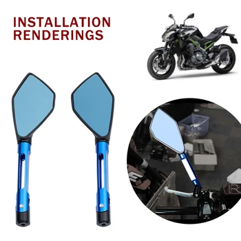 De aluminio de la Motocicleta de los Espejos retrovisores de color Azul Anti-reflejos de Espejo Universal para Honda Yamaha Suzuki Scooter ktm