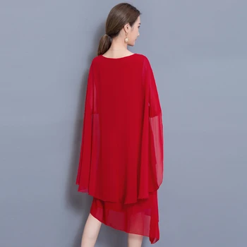 Nueva Gasa cabo de vestido elegante Cena de gala vestidos para las mujeres más el tamaño 4xl 5xl verano de 2019 traje de fiesta rojo carmín ropa