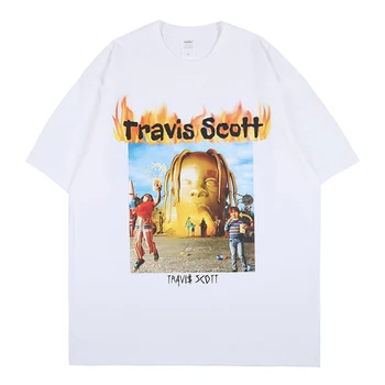 NAGRI Travis Scotts Camiseta Hip-Hop de la Calle Impresión de Gráficos de T-shirt Hombres Harajuku de Manga Corta Divertido de la Moda Casual Camisetas de Algodón