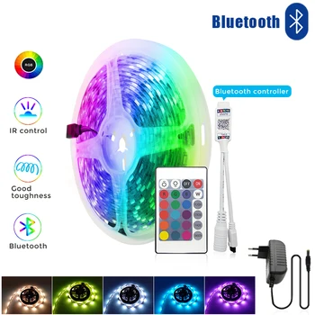 RGB LED de Bluetooth de la Tira de Luz Led de Cinta SMD 2835 Impermeable DC12V 5m 10m Diodo de la Cinta Flexible de Iluminación RGB Controlador de Bluetooth
