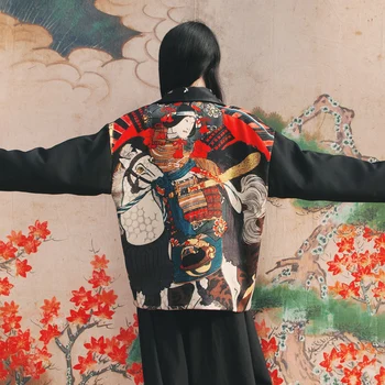 2020 Mujer Japonesa en Kimono Ramas Jacquard yukata chaqueta de Doble cara de la Capa