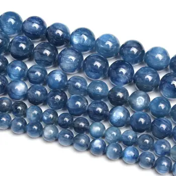 Natural de la Ronda de Cianita de piedras preciosas Sueltas Perlas 4 6 8 10 12 mm Para el Collar de la Pulsera de DIY de la Joyería 15inch Strand