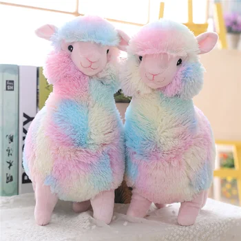 Explosión de dibujos animados lindo colorido de oveja, alpaca, muñeca almohada muñeca de peluche de juguete de regalo creativo de la moda de alta gama de BRICOLAJE niños muñeca decoración