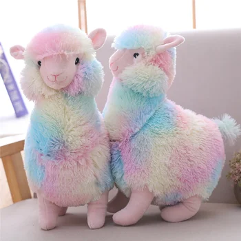 Explosión de dibujos animados lindo colorido de oveja, alpaca, muñeca almohada muñeca de peluche de juguete de regalo creativo de la moda de alta gama de BRICOLAJE niños muñeca decoración