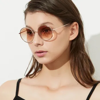 Nueva moda retro ronda de metal gafas de sol de las mujeres de 2020 marca de lujo diseñador coloridas gafas de sol de mujer al aire libre tonos espejo UV400