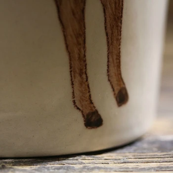 200ml de los animales de los ciervos de la taza de café de dibujos animados de cerámica pintados a mano taza de regalo personalizado de la copa de una sola capa con la manija de los niños de regalo