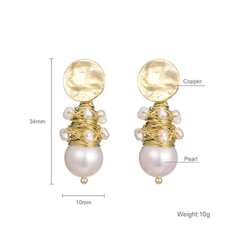 De cobre de Perlas Pendientes de la Gota para la Mujer Nueva Ronda Colgante Pendiente de la Moda de Joyería de la Boda boucle d''oreille femme 2020 D20