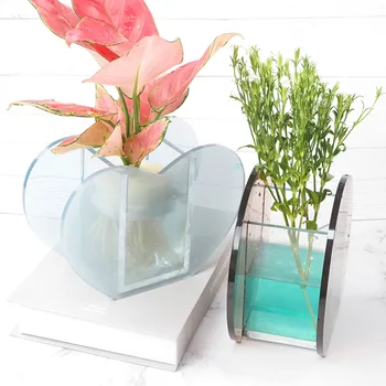 Cristal de Resina Epoxi Molde de Silicona Jarrón de Almacenamiento Caja de Regalo de san Valentín Creativa Decoración Hidropónico Arreglo de Flores de Maceta