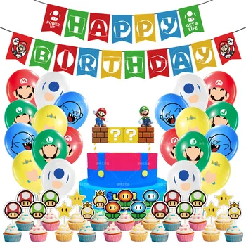 Super Mario Fiesta Temática Globos Feliz Cumpleaños Banner Cupcake Toppers De La Ducha Del Bebé De La Fiesta De Cumpleaños Decoración Juguetes De Niños Globos