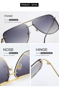 2020 de la Moda de Lujo de la Marca Gafas de sol de Diseño Degradado lente de los Hombres de la Vendimia de marco Grande de Estilo Retro unisex Gafas de sol de Oculos De Sol